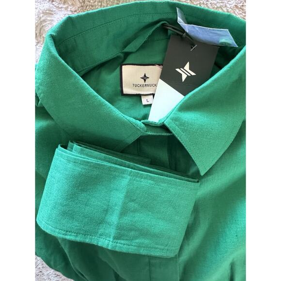 NWT Tuckernuck Garden Green Embroidered Cotton Linen Callie Mini Dress Large - Picture 9 of 10